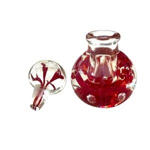 Vintage Kent Helms glass paperweight with stopper, excellent condition!